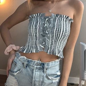 American Eagle Lace up striped tube top
